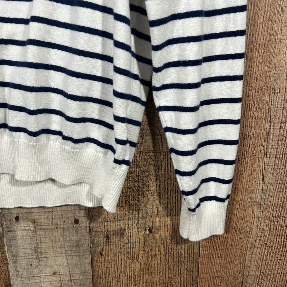 J.Crew Heart Sweater Medium Striped Paris French Style Knit Top Cropped Preppy - Picture 2 of 6